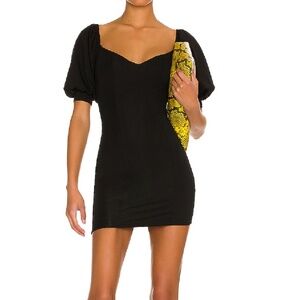Revolve MORE TO COME Lizzy Puff Sleeve Dress in Black